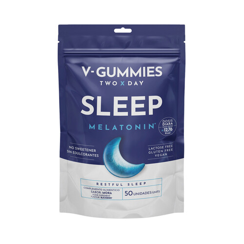 V-GUMMIES Sleep Complemento nutricional sin edulcorantes, con melatonina y sabor a mora 50 uds.