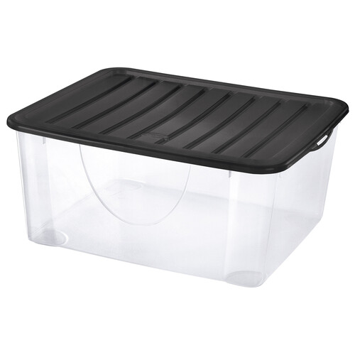 Caja de ordenación multiuso con tapa color negro, capacidad de 16,7 litros, ESSENTIAL.