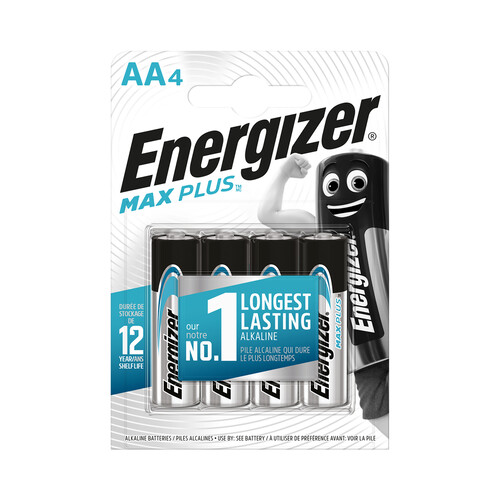 Pack de 4 pilas alcalinas AA, LR06, 1,5V, ENERGIZER Max Plus.