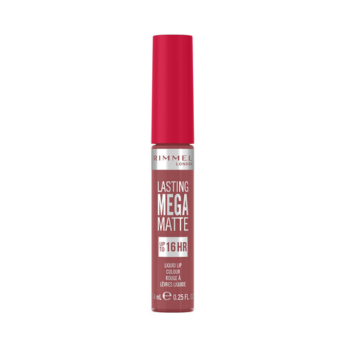 RIMMEL Lasting mega matte tono 210 rose & shine Pintalabios líquido de larga duración (16 horas) con acabado mate.