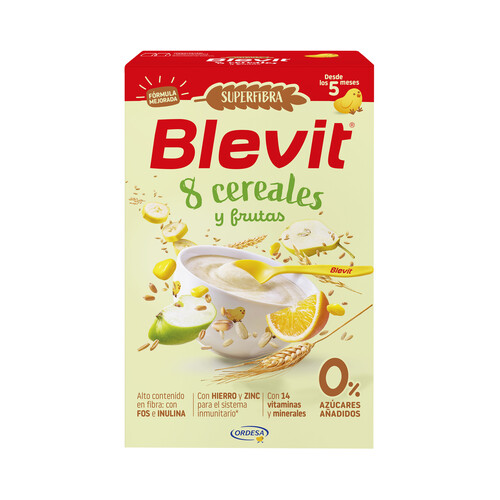 BLEVIT Superfibra Papilla de 8 cereales y fruta, a partir de 5 meses 500 g. 