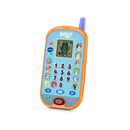 Teléfono de actividades educativo de Bluey con aprendizaje de números, cálculo y lógica, VTECH.