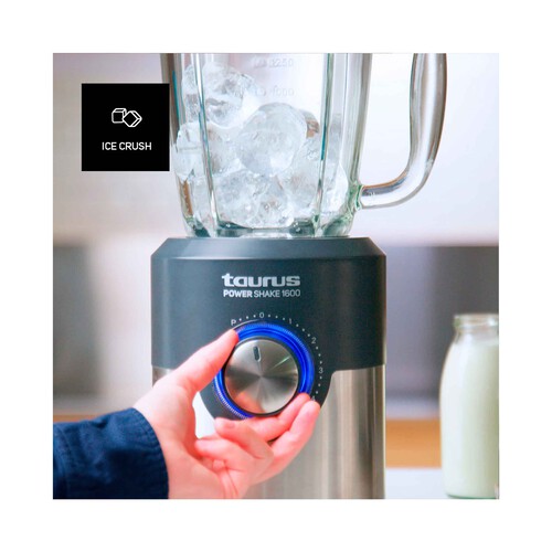 Batidora de vaso TAURUS Power Shake 1600. 1600W, jarra cristal 1,75L, pica hielo.