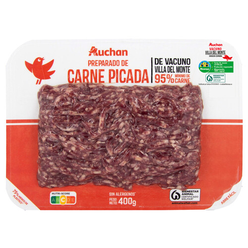 ALCAMPO CULTIVAMOS LO BUENO Preparado de carne picada de vacuno Villa del Monte  400 g.