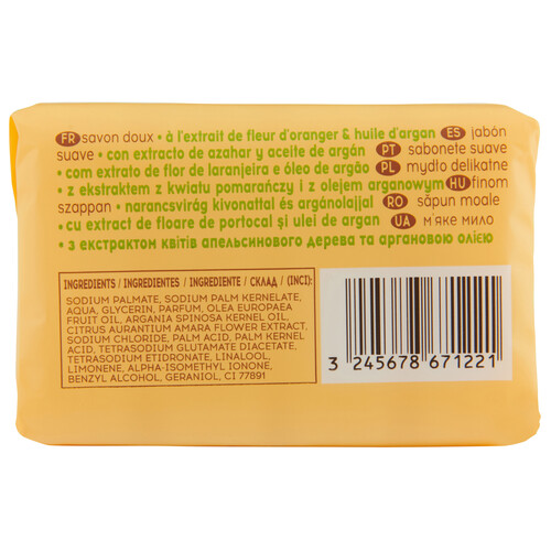 COSMIA Pastilla de jabón de tocador extractos de flor de naranjo y de aceite de argán 4 x 90 g.