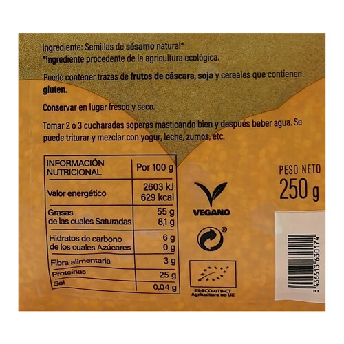 4 HECTÁREAS Bio  Semillas de sesamo natural 250 g 