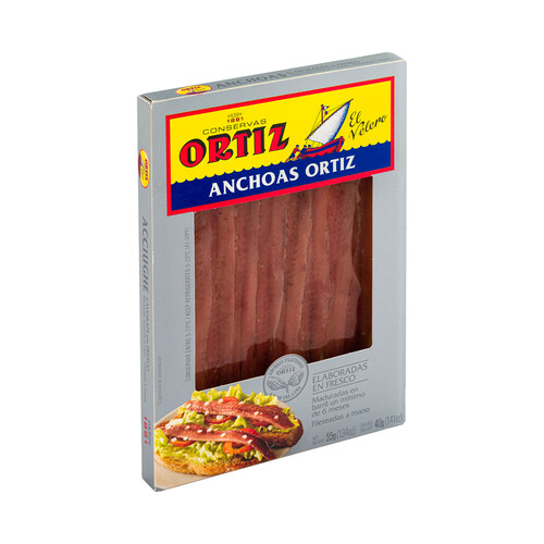 ORTIZ Filetes de anchoa en aceite vegetal ORTIZ 40 g. peso escurrido