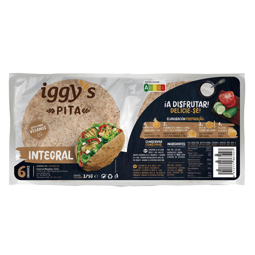 IGGY'S Pan de pita integral 6 uds 375 g.
