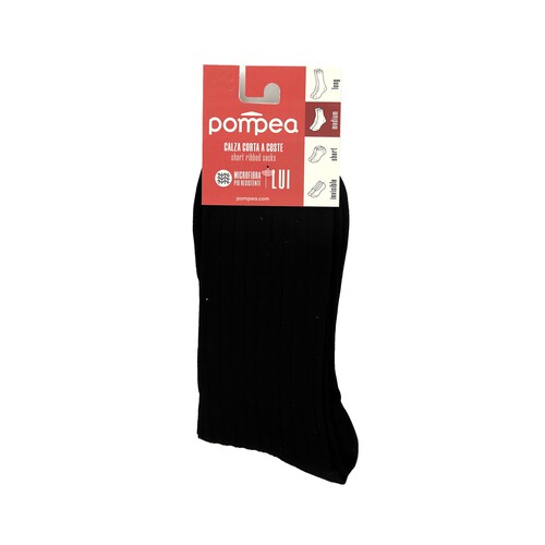 Calcetines canalé de microfibra para hombre POMPEA, color negro, talla 43/46.