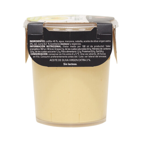 SANTA TERESA Crema de coliflor con manzana, elaborada sin conservantes, ni aditivos ni espesantes SANTA TERESA 400 ml.