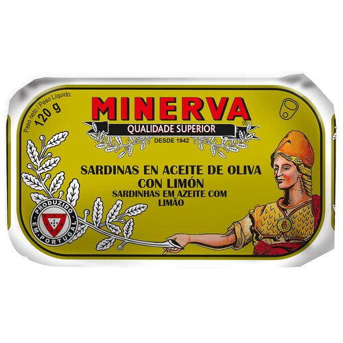 MINERVA Sardinas en aceite de oliva con limón 120 g.