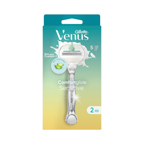 VENUS Confortglide sensitive de Gillette Maquina para depliación femenina con 2 cabezales de 5 hojas.