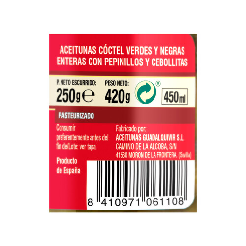 CUATRO CAMINOS Cocktail aceit/pepinill/ceb. 250 gr.