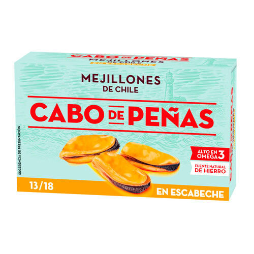 CABO DE PEÑAS Mejillones de Chile en escabeche 13 / 18 lata de 69 g.