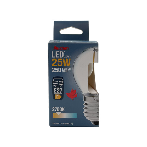 Bombilla Led esférica E27, 25W, luz cálida, 250lm, cristal clara, PRODUCTO ALCAMPO.