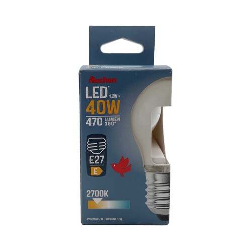 Bombilla Led E27, 4,2W=40W, luz cálida, 470lm, PRODUCTO ALCAMPO.