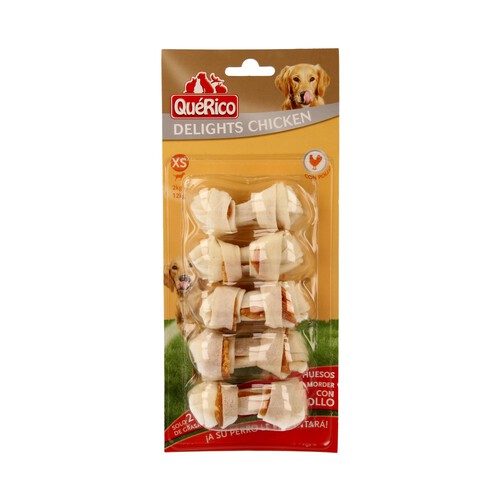 QUÉRICO Huesos masticables con pollo para perros entre 2 y 12 kilogr, QUÉRICO 5 uds.