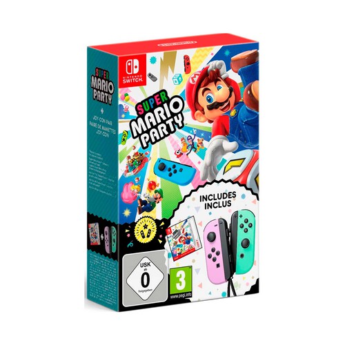 Super Mario Party: Código de descarga + JoyCon Rosa/Verde para Nintendo Switch