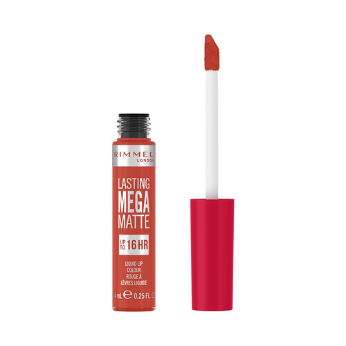 RIMMEL Lasting mega matte tono 920 scarlet flames Pintalabios líquido de larga duración (16 horas) con acabado mate.