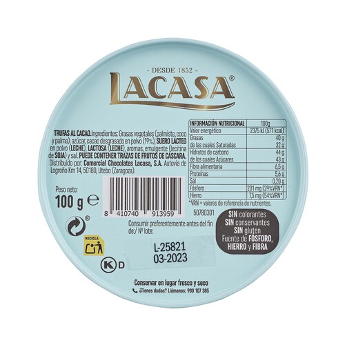 LACASA Trufas de chocolate LACASA Mr Wonderful lata de 100 g.