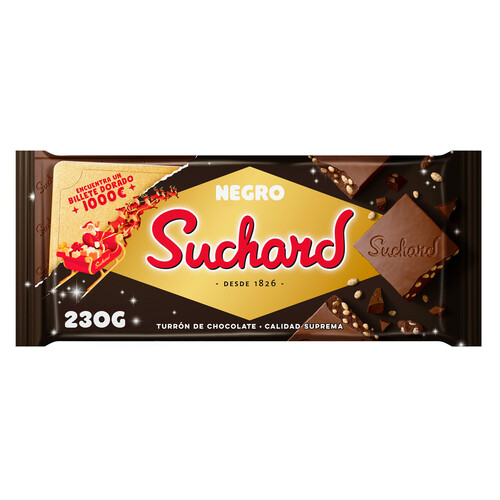 SUCHARD Turrón de chocolate negro con arroz inflado 230 g.