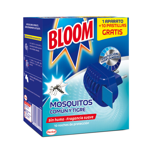 Aparato eléctrico antimosquitos + 10 pastillas BLOOM