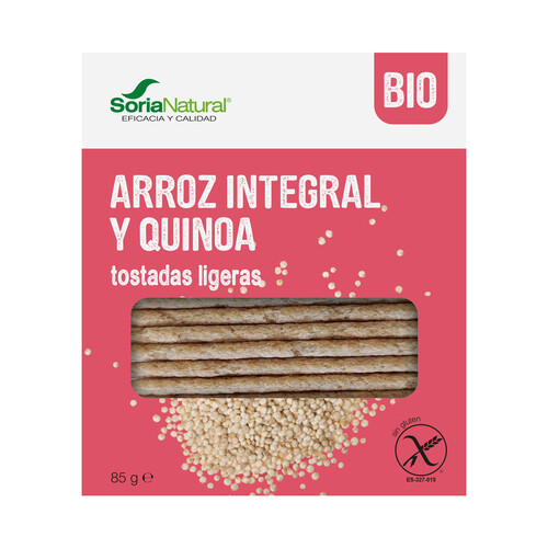 SORIA NATURAL Bio Tostadas ligeras de arroz integral y quinoa 85 g.