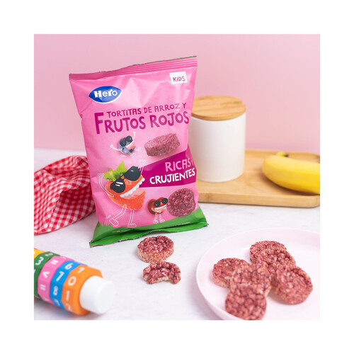 HERO Kids Tortitas infantiles de arroz y frutos rojos, a partir de 36 meses 40 g.