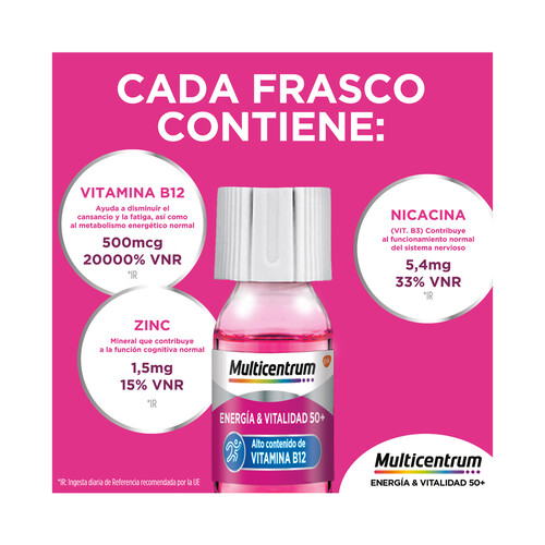 MULTICENTRUM Energía & vitalidad 50+ Polivitamínico con alto contenido en vitamina B12, para personas mayores de 50 años 15 uds.