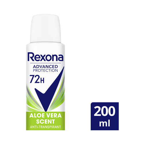 REXONA Desodorante en spray para mujer con protección antitranspirante hasta 72 horas REXONA Advanced protection aloe vera scent 200 ml.