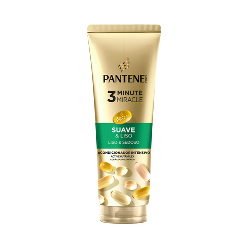 PANTENE 3 Minute miracle Acondicionador intensivo suavizante y alisante, para cabellos encrespados y secos 220 ml.