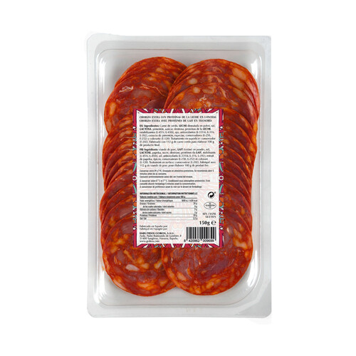 GOURMET TAPAS Lonchas extra de chorizo sin gluten 150 g.