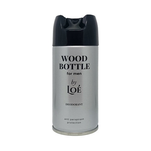 LOÉ Wood bottle Desodorante en spray para hombre con protección antitranspirante 150 ml.