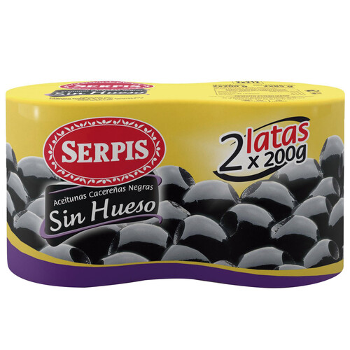 SERPIS Aceitunas negras sin hueso SERPIS 2 uds x 85 g.