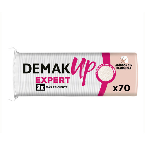 DEMAK UP Discos desmaquillantes redondos de algodón DEMAK UP Expert 70 uds.