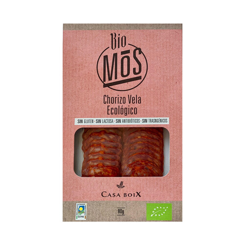 CASA BOIX Chorizo vela loncheado ecológico CASA BOIX 80 g.