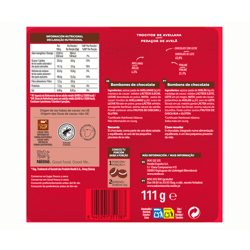 NESTLÉ Bombones caja roja creation avellana 111 gr.