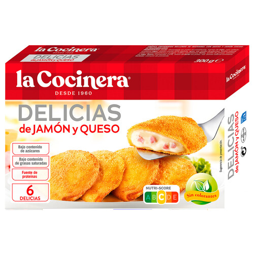 LA COCINERA Delicias (crepes) rellenos de jamón y queso 300 g.