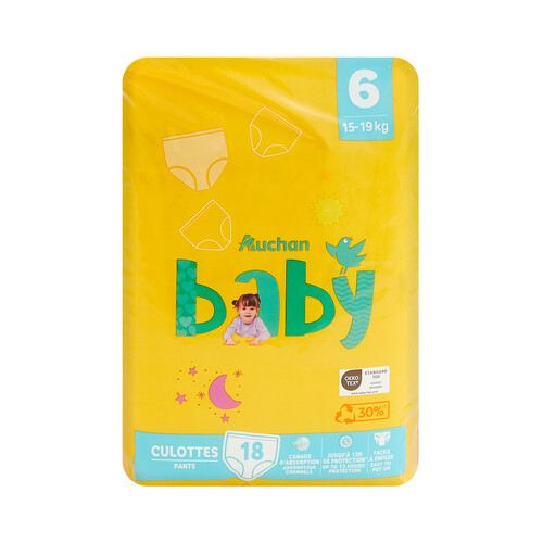 Pants (braguitas) de aprendizaje talla 6 para bebés de 15 a 19 kilogramos PRODUCTO ALCAMPO Baby 18 uds.