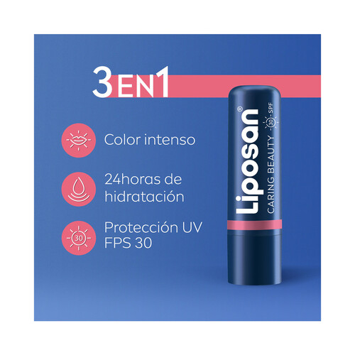 LIPOSAN Carin beauty 3 en 1 Bálsamo protector de labos y mejillas color intenso (nude pink) y FPS 30.