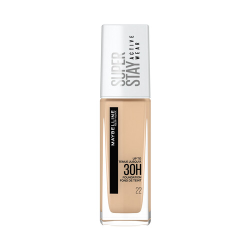 MAYBELLINE Super stay active wear tono 22 Light bisque Base de maquillaje con acabado mate de larga duración.