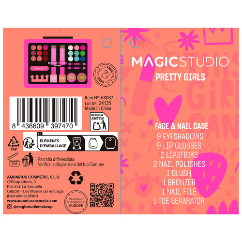 MAGIC STUDIO Pretty girls Maletín de maquillaje y manicura.