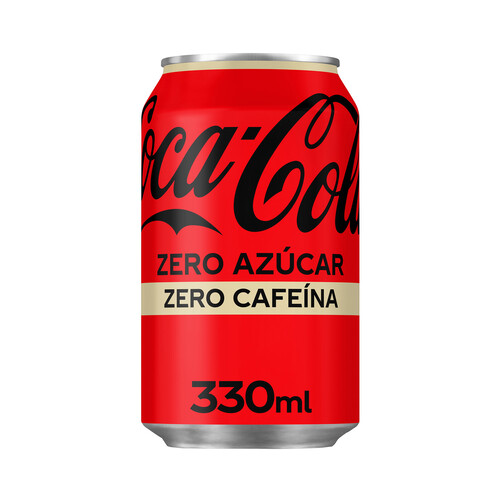 COCA COLA ZERO ZERO Refresco de cola Zero sin azúcar y sin cafeína lata de 33 cl.