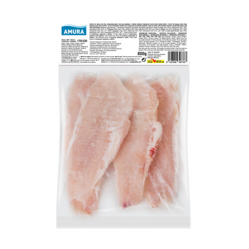 AMURA Filetes de panga sin piel 800 g.