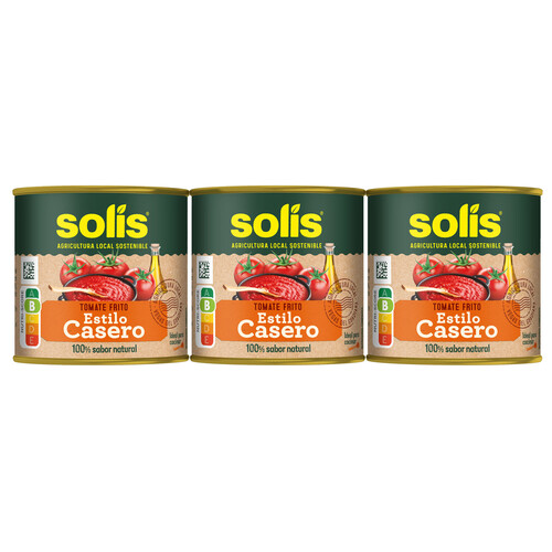 SOLÍS Tomate frito estilo casero en lata, pack de 3 uds x 100 g..