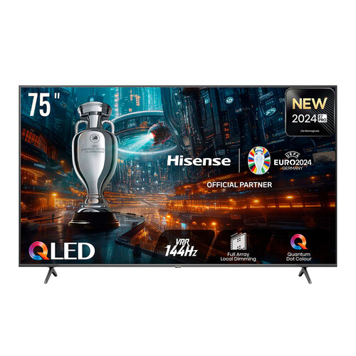 Televisión 190,5 cm (75) QLED PRO HISENSE 75E7NQ, Gaming, 4K, VIDAA, WIFI, color negro.