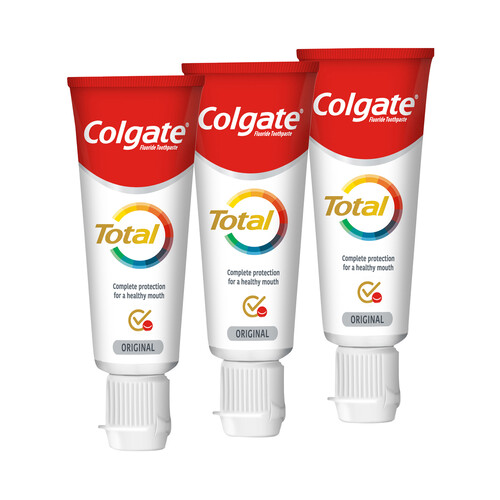 COLGATE Total original Pasta de dientes con protección 8 en 1 (formato viaje) 3 x 20 ml.