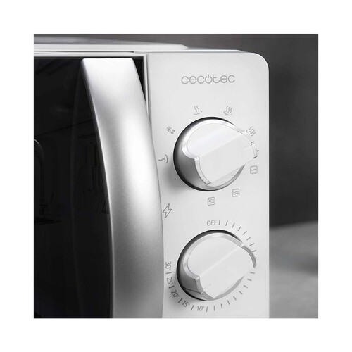 Microondas CECOTEC ProClean 2110, color blanco, capacidad 20L, potencia 700W, Grill: 900W.