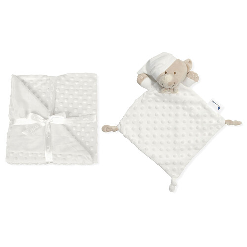 Set de manta burbuja + doudou, color blanco, INTERBABY.