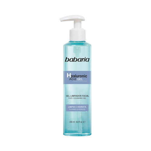 BABARIA Hyaluronic acid Gel limpiador facial, con acción hidratante 200 ml.